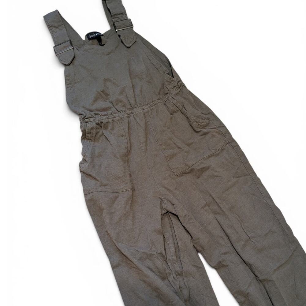 Derek Heart Green Utillitarian Bib Sleeveless Overalls - Picture 2 of 7